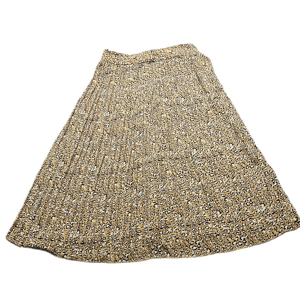 J.Crew Pleated Midi Skirt‎ Womens Size 6 Multi Leopard Print Back Zipper L9732